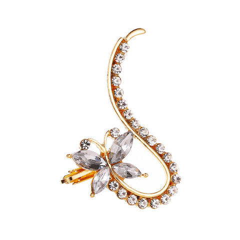 Full Crystal Butterfly Flower Single Crystal Earrings