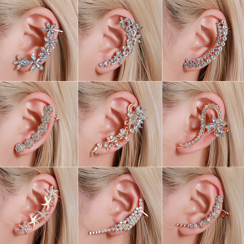 Full Crystal Butterfly Flower Single Crystal Earrings
