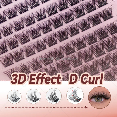 100 Pieces Wide Band Cluster Eyelash with Bond and Seal and Lash Remover and Tweezers