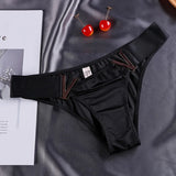 European and American Sexy T-Back Women's Metal V-Shaped Female Fashion Ice Silk Hip Lifting Sport Fitness Low Waist Panties T-T