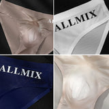 Men's Transparent Underwear Ice Silk Ball Pouch Panties Letter Seamless Ultra Thin Summer Breathable Low Waist Triangle Pants