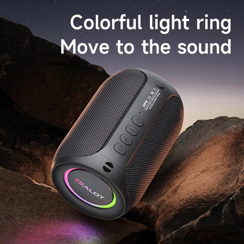 Waterproof Bluetooth Speaker, Bass Wireless, LED Light, Outdoor Speakers, Subwoofer