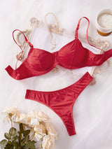 Smooth Comfortable Thin Women Night  Sleep Underwear Bra Set