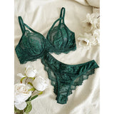 Eyelash Sxy Fancy Lace Strapping Underwire Bra &  Brazilian Panties
