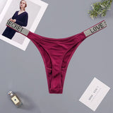 Glossy Low Rise Letter Comfort Thong Panties