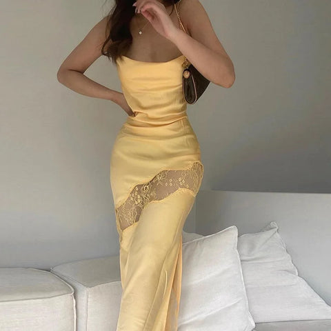 Sleeveless Spaghetti Strap Bodycon Long Party Dress
