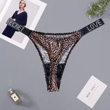 Glossy Low Rise Letter Comfort Thong Panties