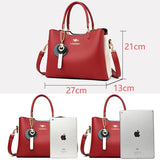 3-Layer Large Capacity Tote Bag High Quality Leather Women Handbag Luxury Designer