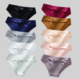 10PCS/Set Seamless Women's Panties Solid Color Silk Satin Underwear Breathable Comfortable Briefs