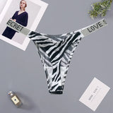 Glossy Low Rise Letter Comfort Thong Panties