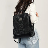 Soft Leather Travel Backpacks Women's Double Zipper Shoulder Bags