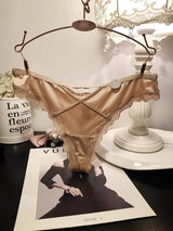 SP&CITY French Satin Sexy Women's Thongs Temptation Lace Embroidery Hollow Out Pantie