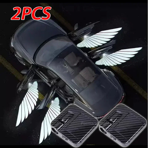 Angel Wings Wireless Car Door Welcome Courtesy Shadow Projector Lamp LED HD Logo 2pcs