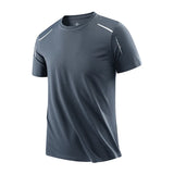 Ice silk short-sleeved T-shirt men summer quick dry cool feeling sports mesh breathable for outdoor sports hiking fishing