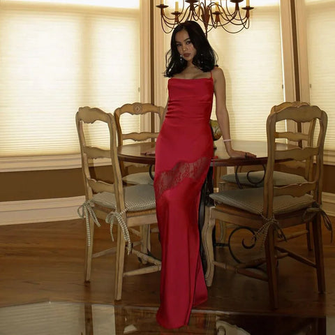 Sleeveless Spaghetti Strap Bodycon Long Party Dress