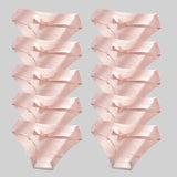 10PCS/Set Seamless Women's Panties Solid Color Silk Satin Underwear Breathable Comfortable Briefs