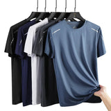 Ice silk short-sleeved T-shirt men summer quick dry cool feeling sports mesh breathable for outdoor sports hiking fishing