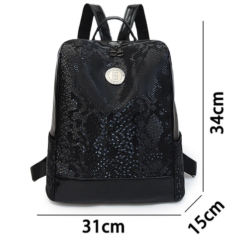 Soft Leather Travel Backpacks Women's Double Zipper Shoulder Bags