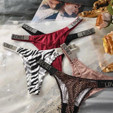 Glossy Low Rise Letter Comfort Thong Panties