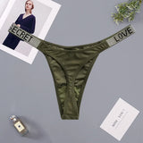 Glossy Low Rise Letter Comfort Thong Panties