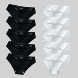 10PCS/Set Seamless Women's Panties Solid Color Silk Satin Underwear Breathable Comfortable Briefs