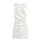 Elegant Pleated Dress Streetwear Versatile Zipper Bodycon Dress Ladies Fashion