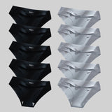 10PCS/Set Seamless Women's Panties Solid Color Silk Satin Underwear Breathable Comfortable Briefs