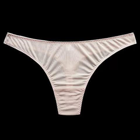 BirdTree, Lining 100%Real Silk Knit Thong, Women Low Rise Thin, Comfortable Breathable T-Back, 2024 Spring Summer New, P43260QM