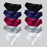 10PCS/Set Seamless Women's Panties Solid Color Silk Satin Underwear Breathable Comfortable Briefs