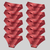 10PCS/Set Seamless Women's Panties Solid Color Silk Satin Underwear Breathable Comfortable Briefs