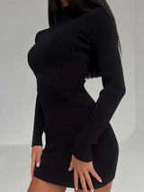 Sexy Knitted Bodycon Short Dresses Women Elegant White Hollow Sweater Dress Autumn Winter Fashion Basic New In Dresses 2025
