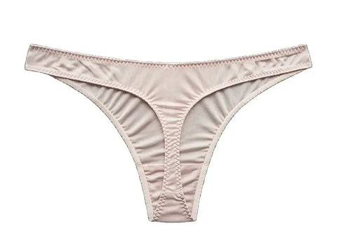 BirdTree, Lining 100%Real Silk Knit Thong, Women Low Rise Thin, Comfortable Breathable T-Back, 2024 Spring Summer New, P43260QM