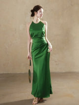 Sleeveless Women Maxi Dress Elegant Evening Long Backless Solid Simple White Luxury Dresses