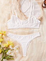 Smooth Comfortable Thin Women Night  Sleep Underwear Bra Set