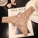 SP&CITY French Satin Sexy Women's Thongs Temptation Lace Embroidery Hollow Out Pantie