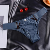 European and American Sexy T-Back Women's Metal V-Shaped Female Fashion Ice Silk Hip Lifting Sport Fitness Low Waist Panties T-T