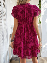 Spring/Summer New High end Light Luxury Style Short sleeved V-neck Mid length Dress Slim Fit Leisure Beach Dress