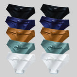 10PCS/Set Seamless Women's Panties Solid Color Silk Satin Underwear Breathable Comfortable Briefs