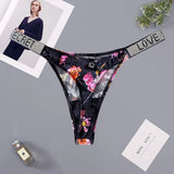 Glossy Low Rise Letter Comfort Thong Panties