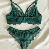 Eyelash Sxy Fancy Lace Strapping Underwire Bra &  Brazilian Panties
