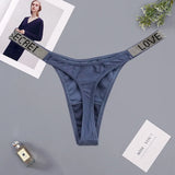 Glossy Low Rise Letter Comfort Thong Panties