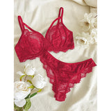 Eyelash Sxy Fancy Lace Strapping Underwire Bra &  Brazilian Panties