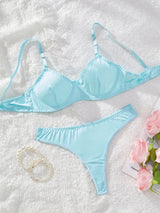 Smooth Comfortable Thin Women Night  Sleep Underwear Bra Set
