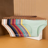 10PCS/Set Seamless Women's Panties Solid Color Silk Satin Underwear Breathable Comfortable Briefs
