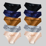 10PCS/Set Seamless Women's Panties Solid Color Silk Satin Underwear Breathable Comfortable Briefs