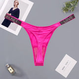 Glossy Low Rise Letter Comfort Thong Panties