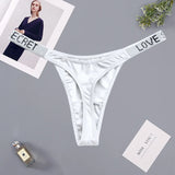Glossy Low Rise Letter Comfort Thong Panties