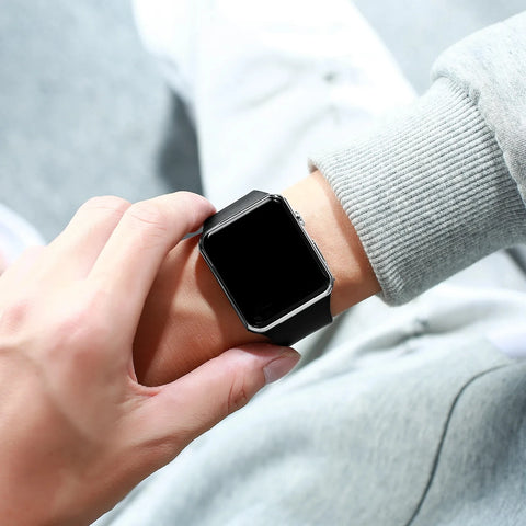 Black Silicone Wristband Casual Mens Watch
