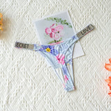 Fashionable ladies lingerie short waist ladies lingerie style, crystal letters comfortable pink thong sexy swimming trousers