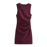 Elegant Pleated Dress Streetwear Versatile Zipper Bodycon Dress Ladies Fashion